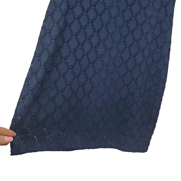 Isaac Mizrahi | Navy Lace Sheath Short Sleeve Dress - Picture 7 of 10